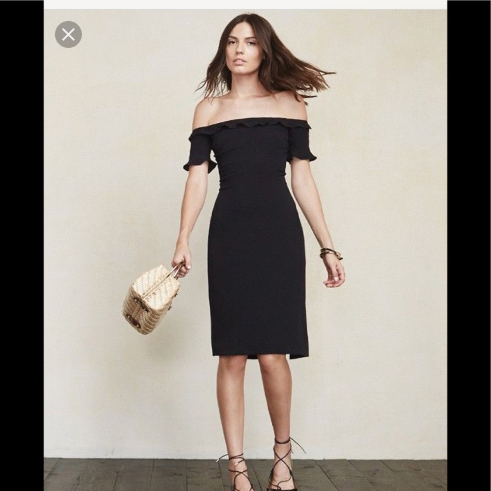 Reformation Antonia black midi dress. 2. New